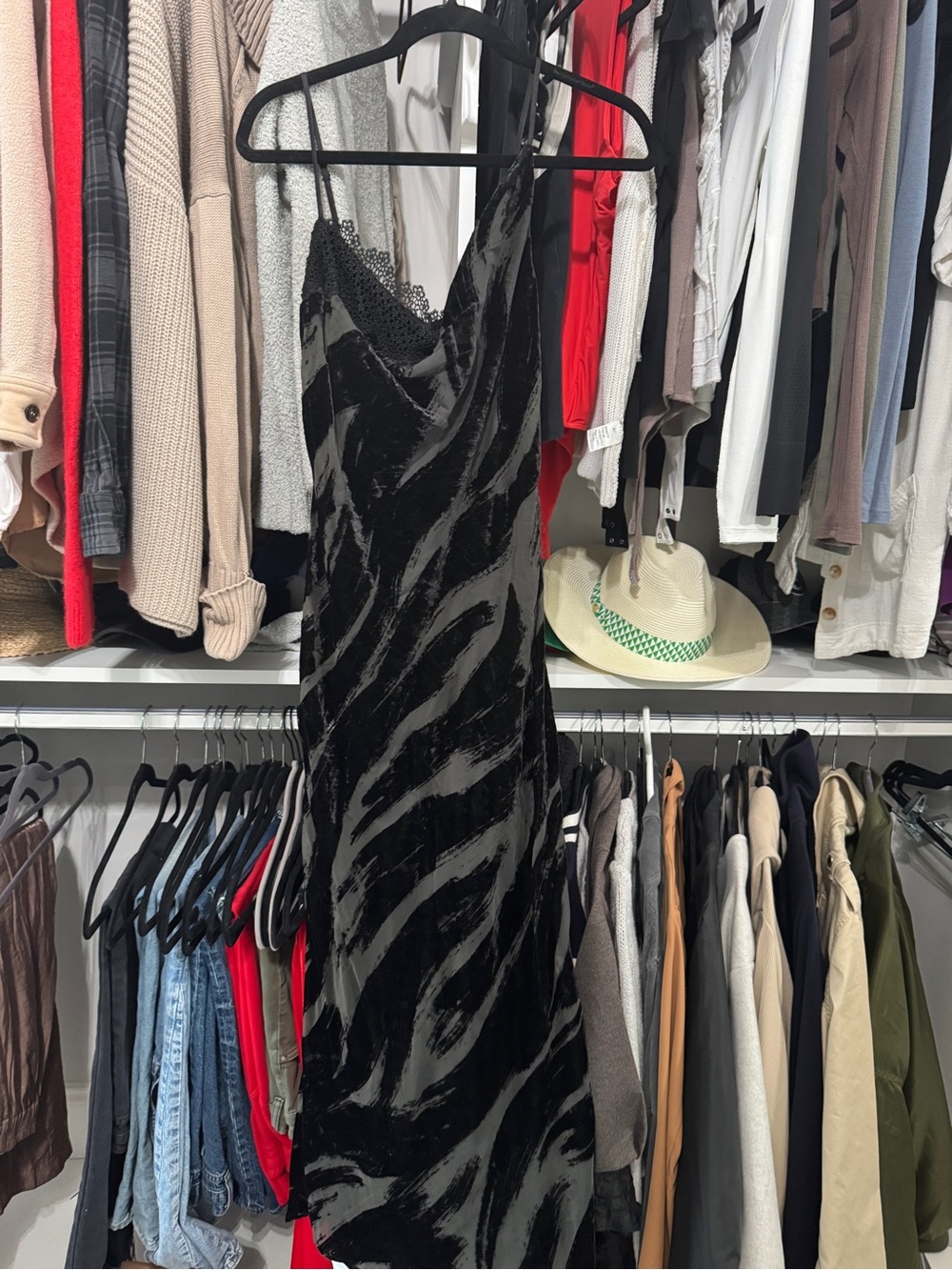 Anthropologie One-Shoulder Black Velvet Slip Dress with Subtle Sheen